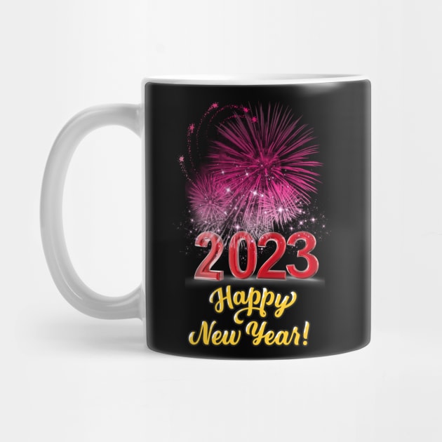 2023 Happy New Year!, PINK Fire work Celebration by MAii Art&Design